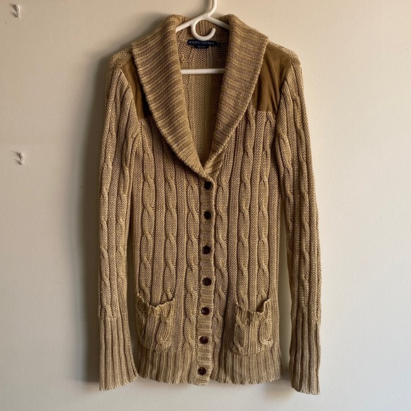 Ralph Lauren Blue Label Linen & Suede Cardigan - Picture 1 of 6
